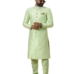 Stunning Pistachio Green Banarasi Brocade Achkan for Men | Father-Son Combo | Grooms & Weddings | Jaipurio